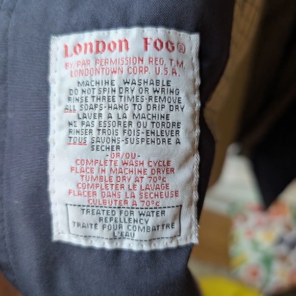Vintage London Fog Trench Coat Lightweight Oversized Navy Plaid Lining Large 42R - Picture 11 of 15
